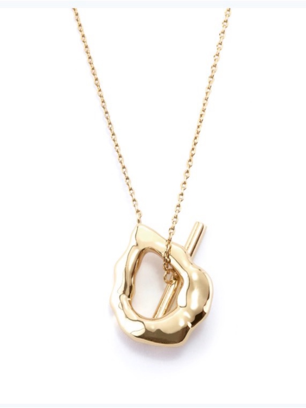 Gold Sculpted Toggle Necklace - Picture 2 of 3